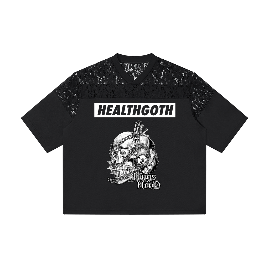 Heath Goth Unisex Lace Paneling V-Neck T-Shirt