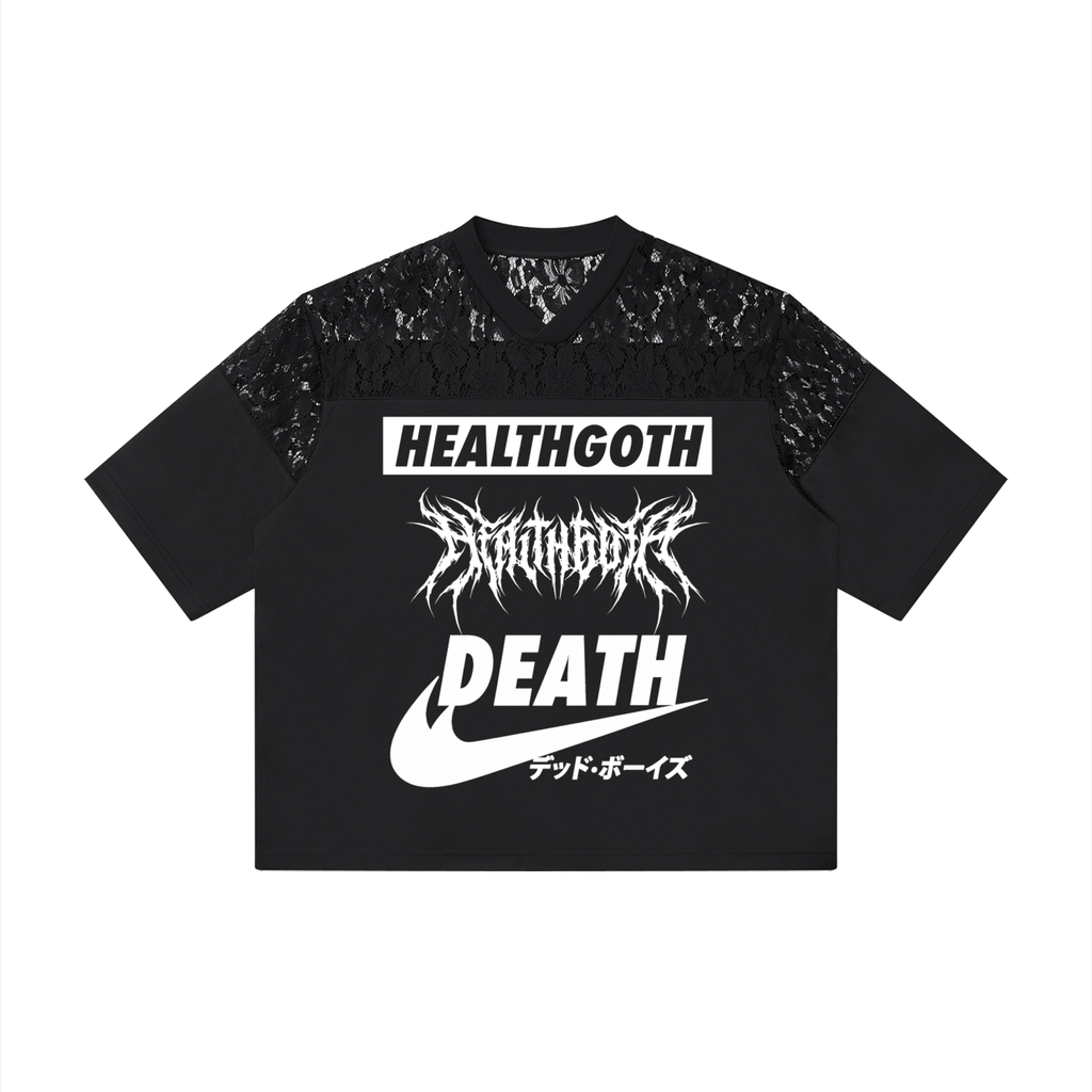 Heath Goth Unisex Lace Paneling V-Neck T-Shirt