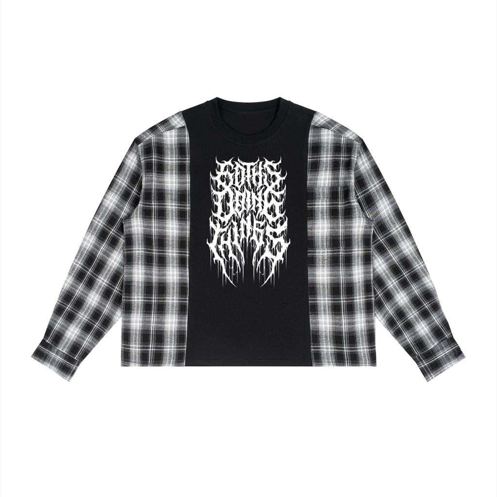 Gothsdoingthings Unisex Plaid Panel Long Sleeve T-Shirt