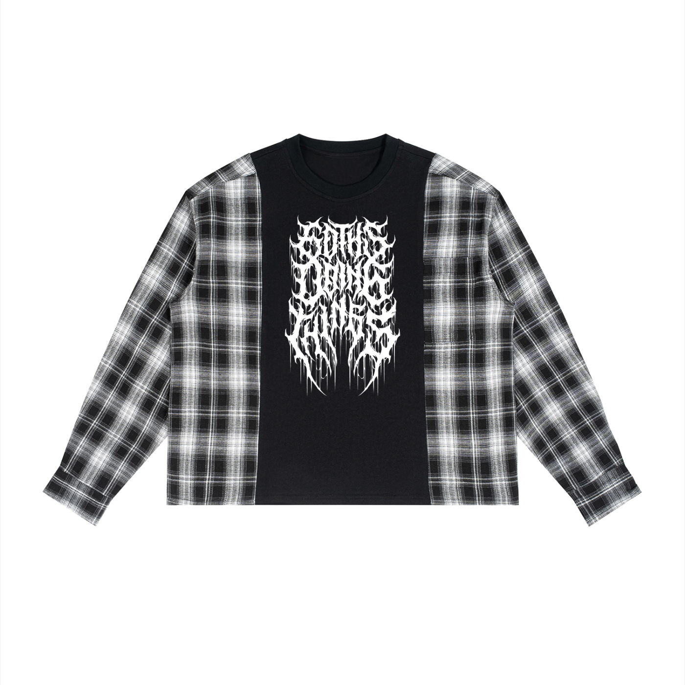 Gothsdoingthings Unisex Plaid Panel Long Sleeve T-Shirt