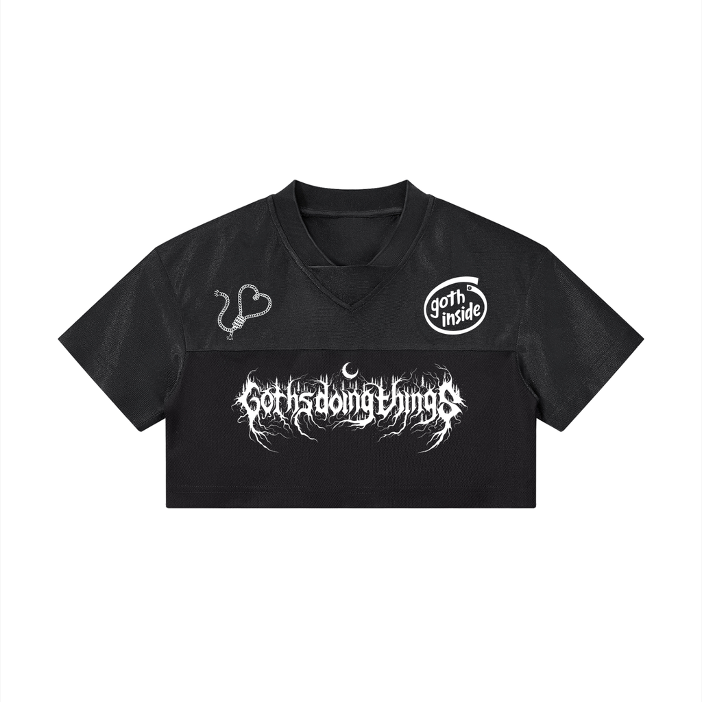 Gothsdoingthings Women’s Cropped Paneled V-Neck Jersey