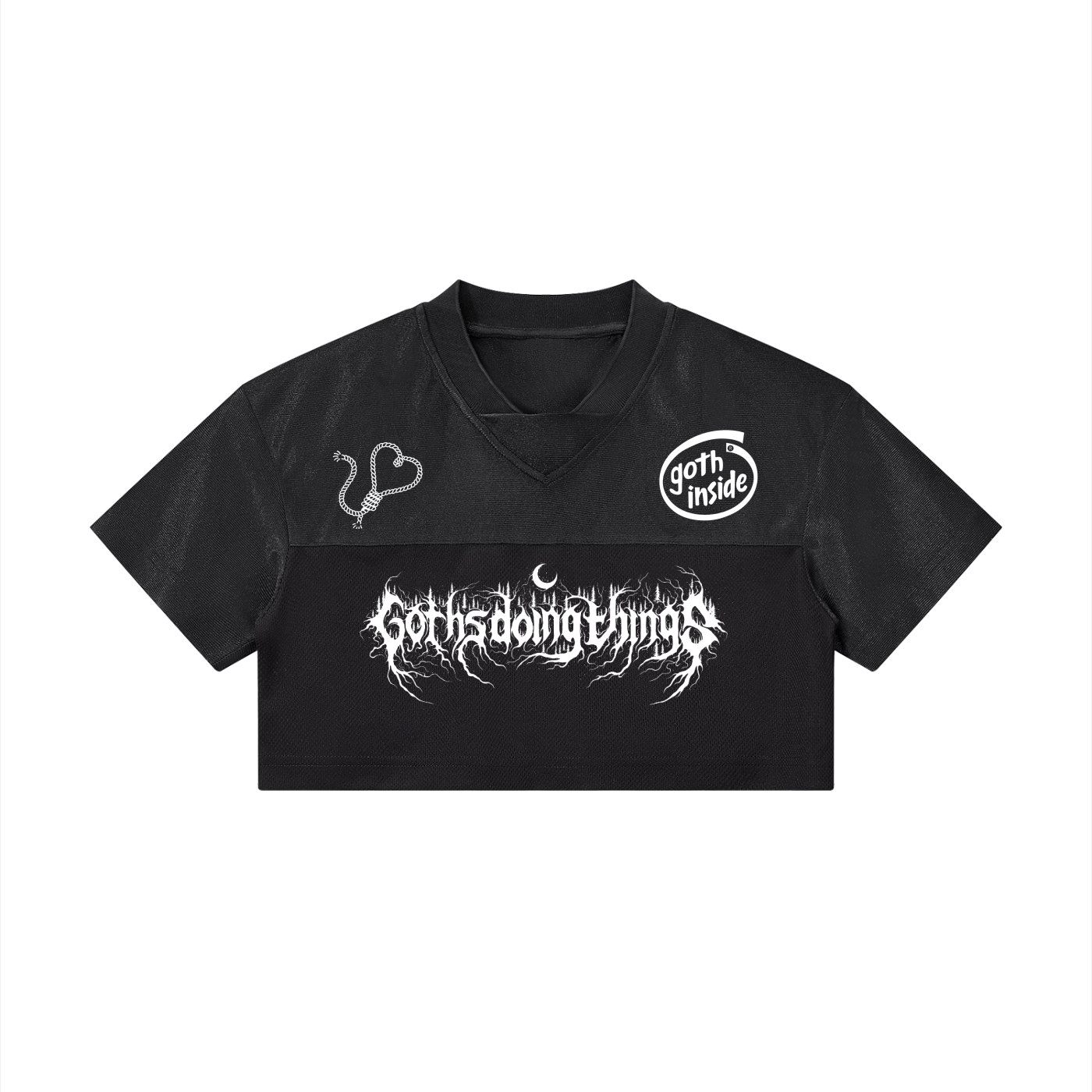 Gothsdoingthings Women’s Cropped Paneled V-Neck Jersey