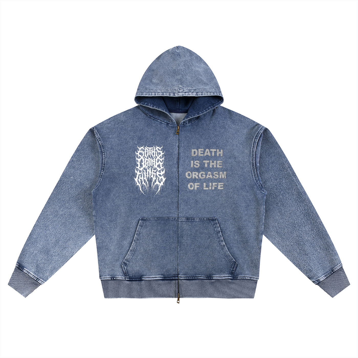 Goths Snow Wash Oversized Zip-Up Hoodie