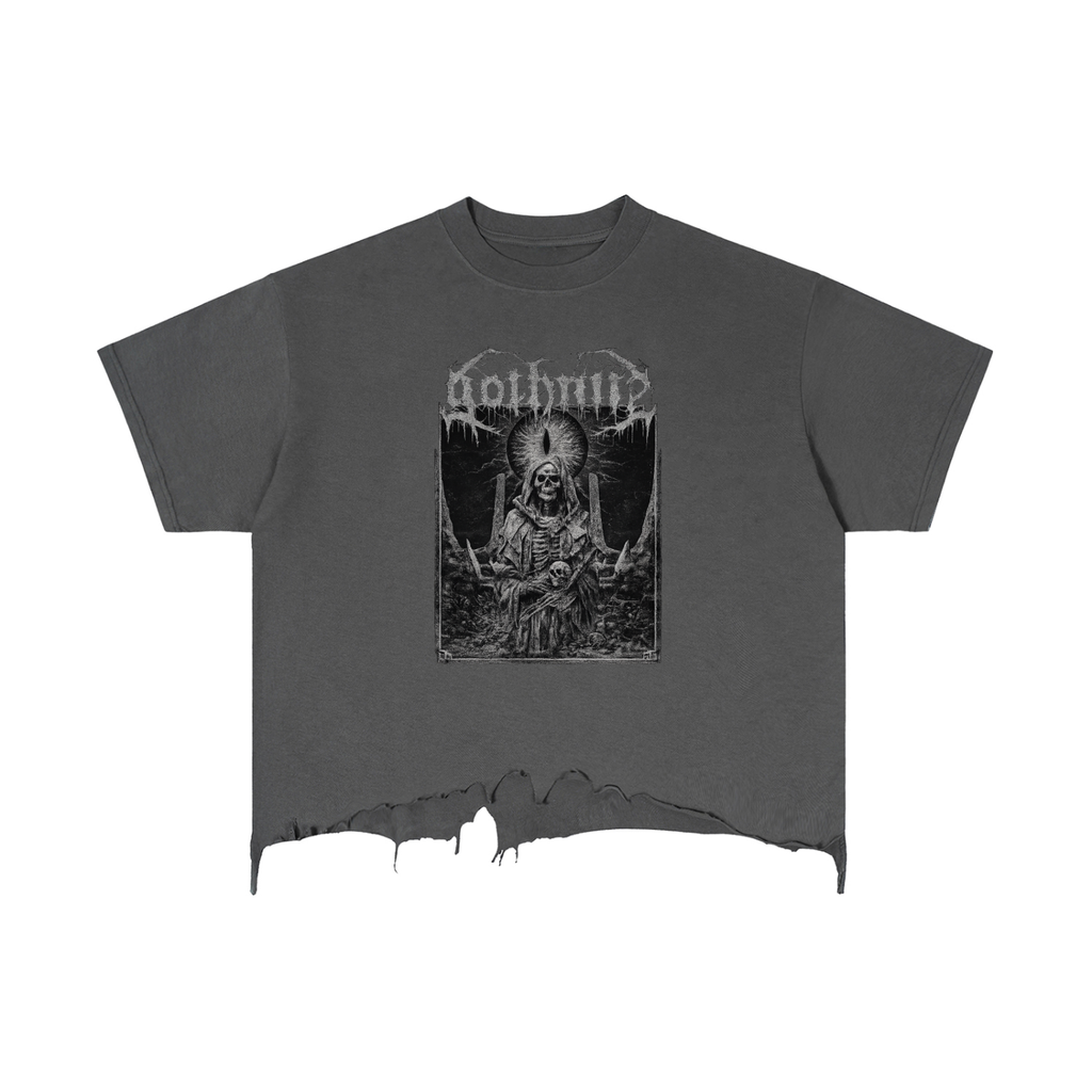 Goth Nite Vintage Wash Boxy Distressed Hem T-Shirt