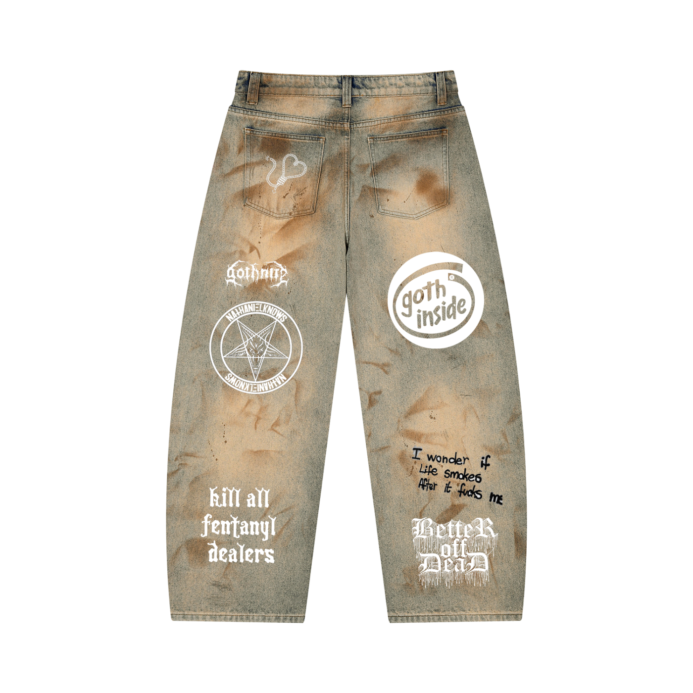 Gothsdoingthings Men’s Vintage Wash Barrel Leg Jeans