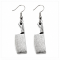 Silver Meat Cleaver Dangle Earrings