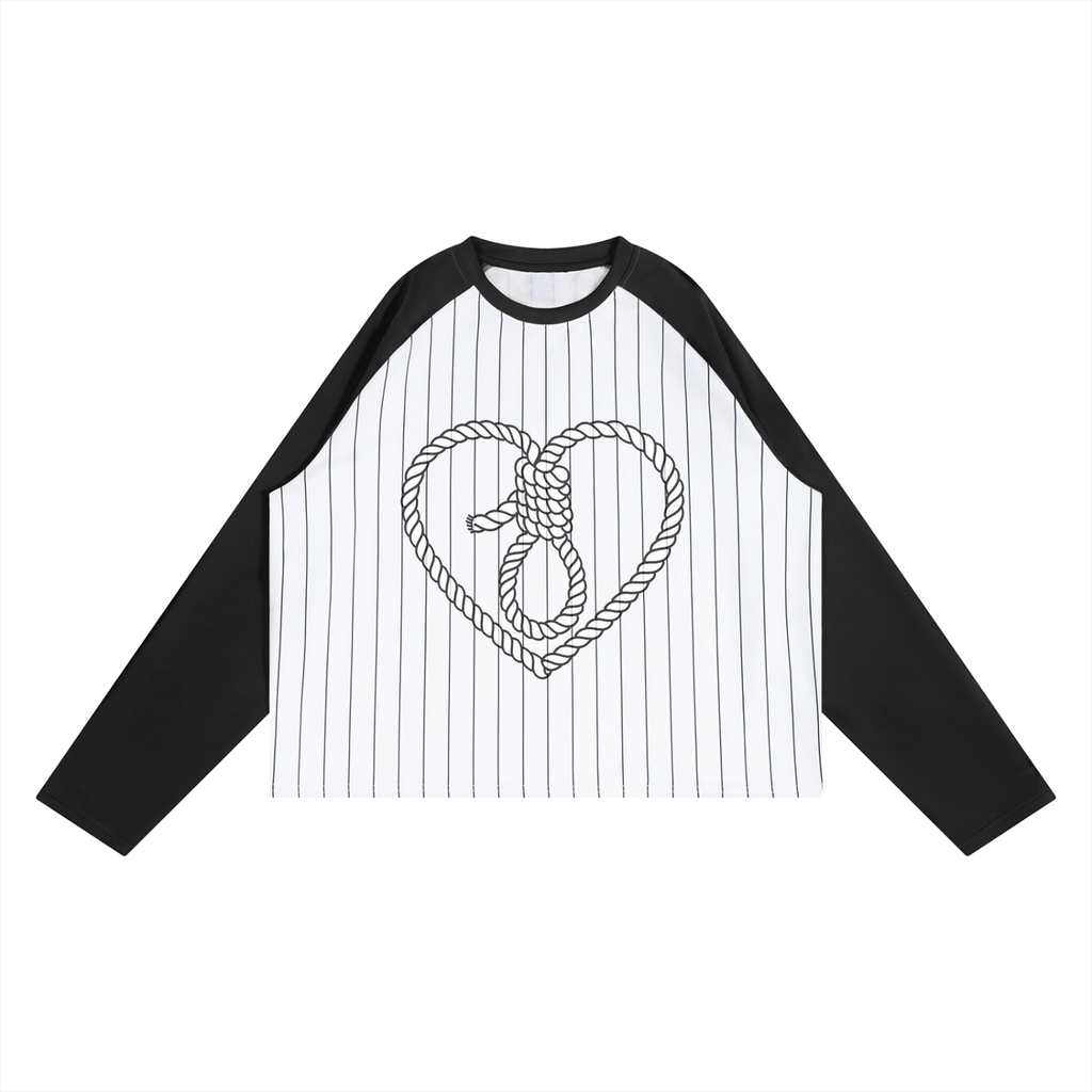Heart Striped Raglan Long Sleeve T-Shirt