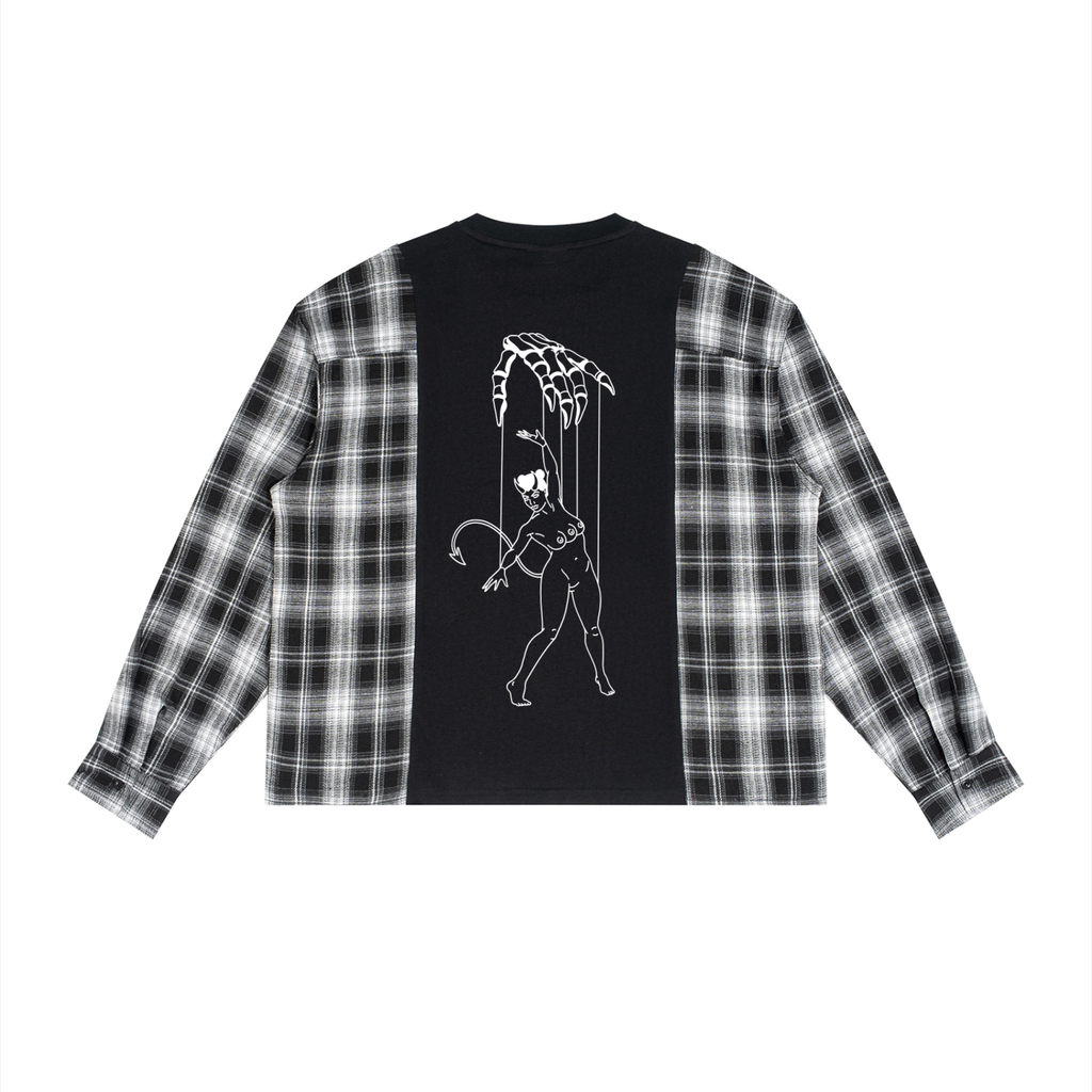 Gothsdoingthings Unisex Plaid Panel Long Sleeve T-Shirt