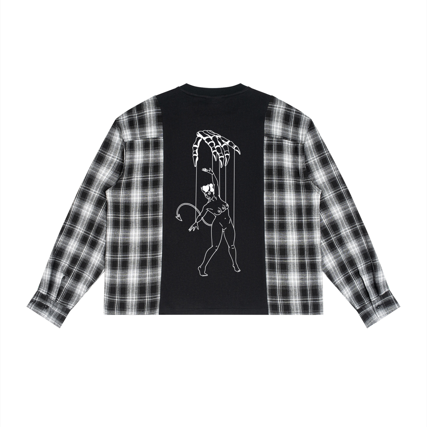 Gothsdoingthings Unisex Plaid Panel Long Sleeve T-Shirt