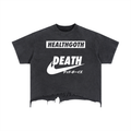 Health Goth Vintage Wash Boxy Distressed Hem T-Shirt