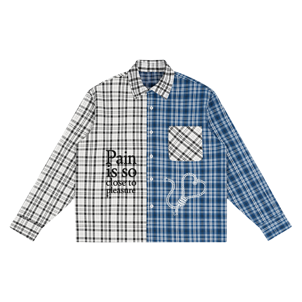 Pain Unisex Oversized Plaid Color Block Shirt