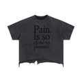 Pain Vintage Wash Boxy Distressed Hem T-Shirt