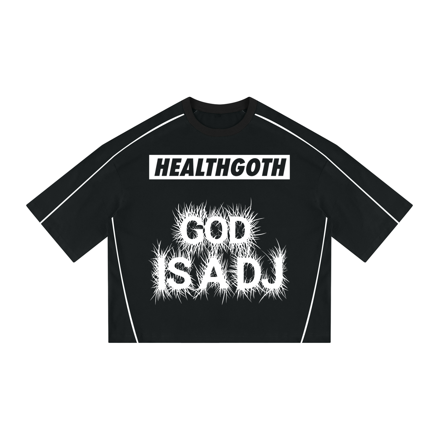 Heath Goth Unisex Heavyweight Boxy Piping T-Shirt