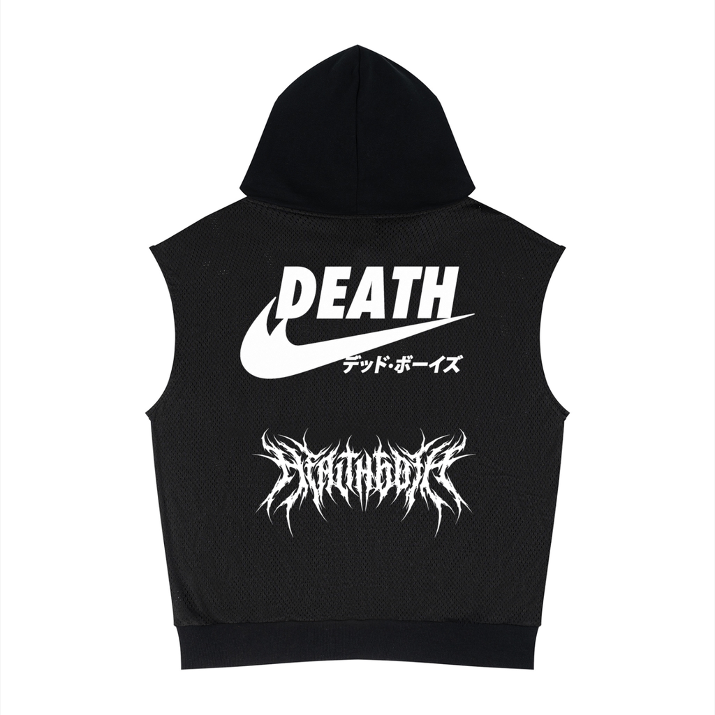 Health goth Unisex Panel Mesh Sleeveless Hoodie