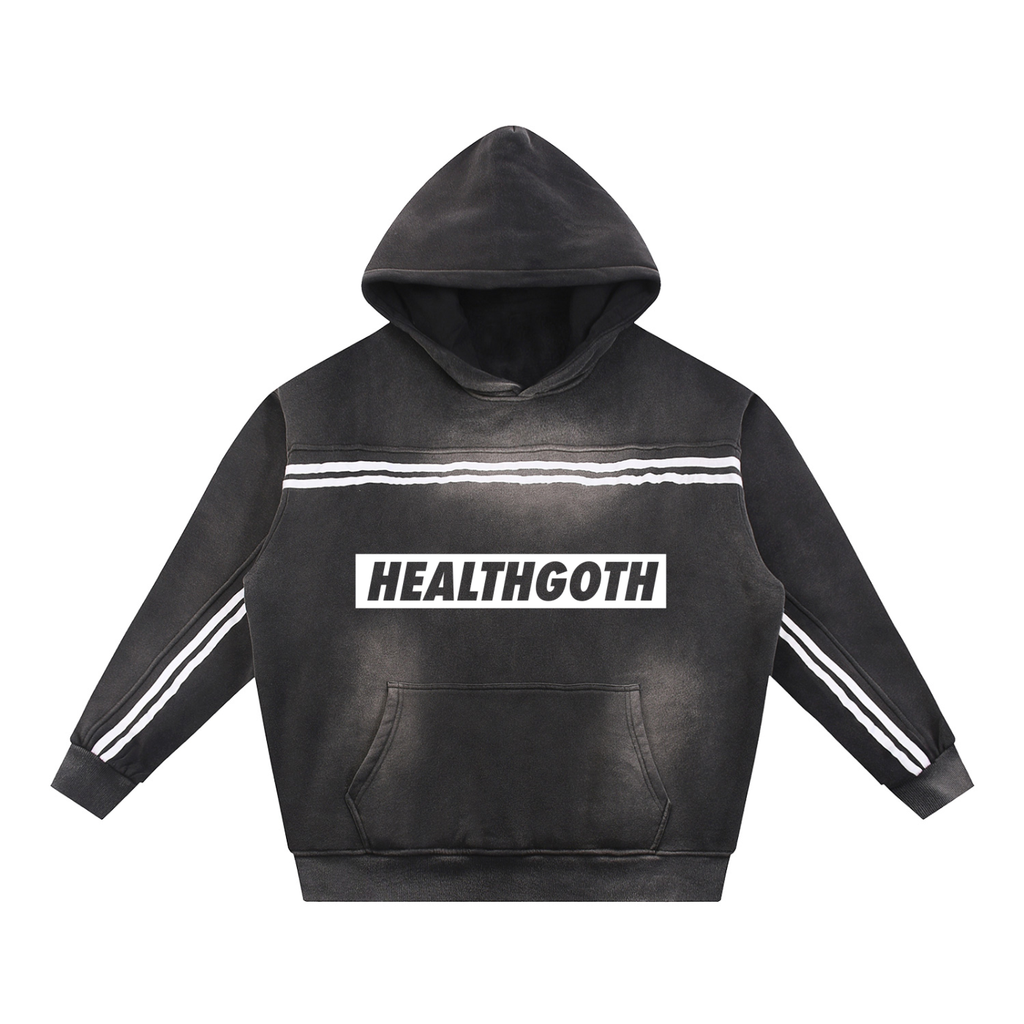 Health Goth Sun Fade Contrast Tape Fleece Hoodie