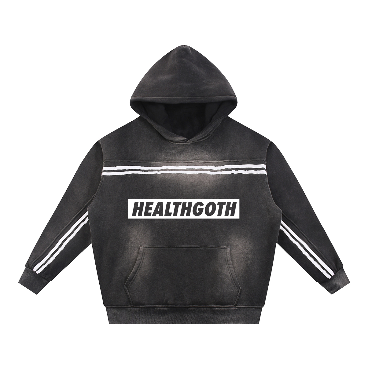 Health Goth Sun Fade Contrast Tape Fleece Hoodie