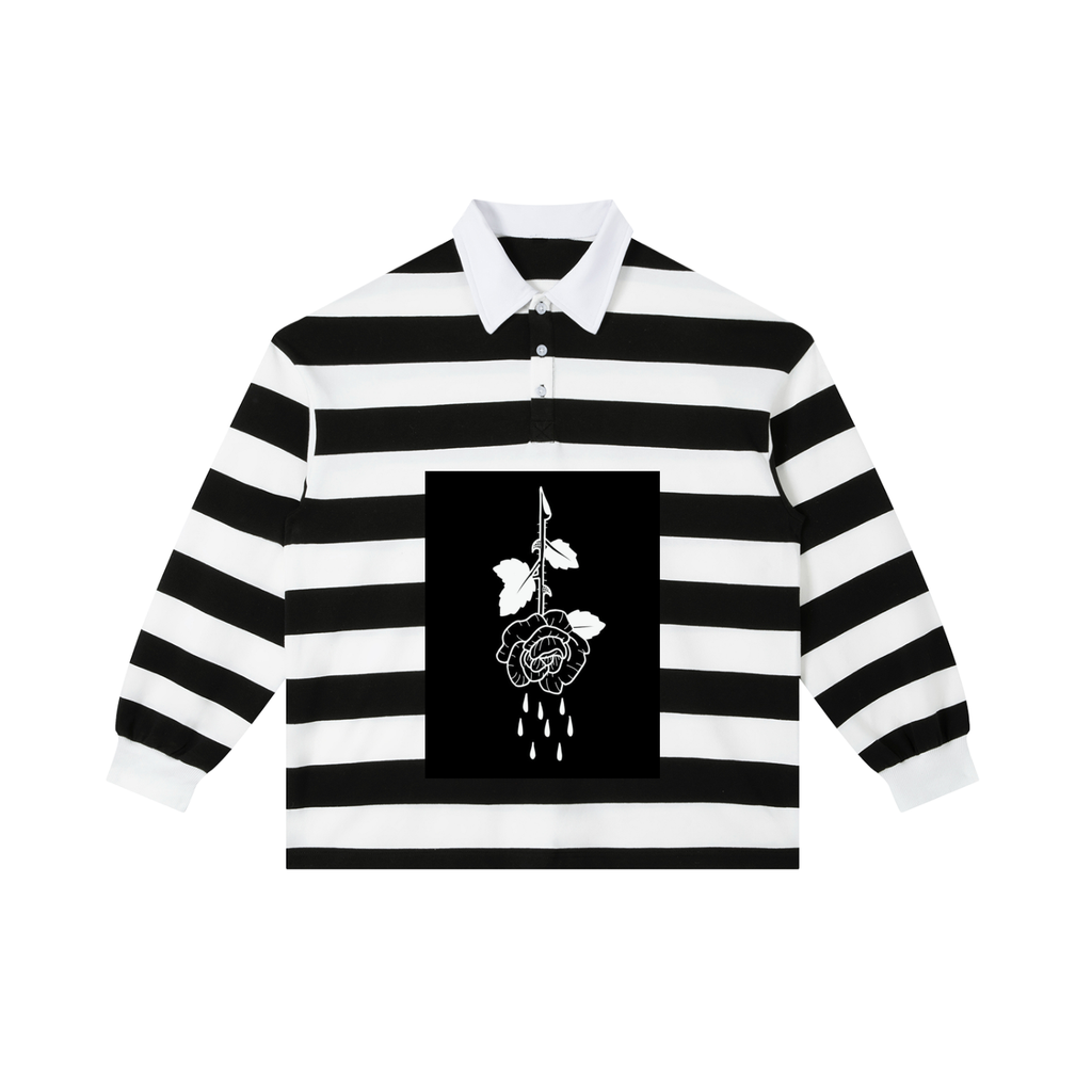 Rose Color Block Stripe Polo Shirt