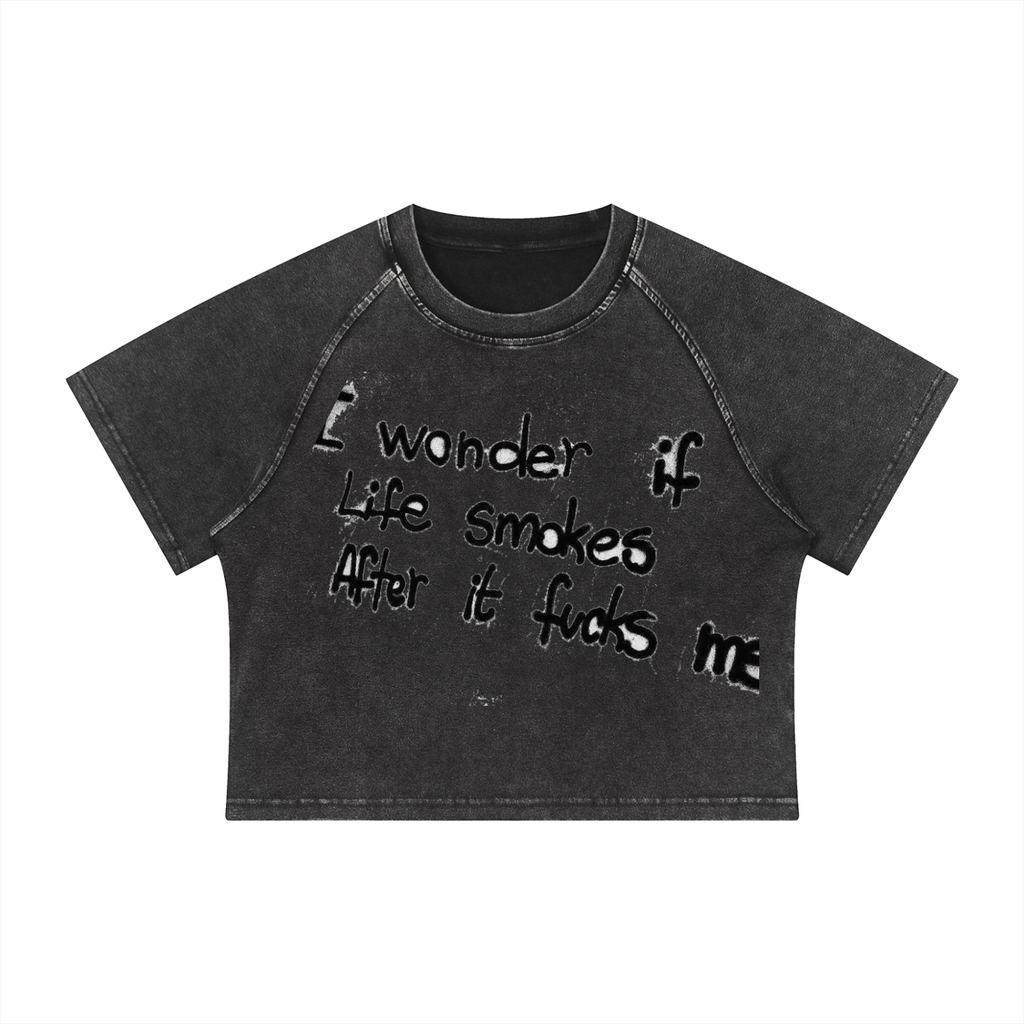 Life Mineral Wash Raglan Crop T-Shirt