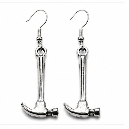 Silver Hammer Dangle Earrings