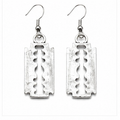 Silver Razor Blade Dangle Earrings