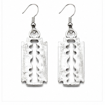 Silver Razor Blade Dangle Earrings